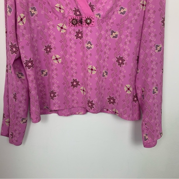 J. Jill Long Sleeve Printed Beaded Blouse - Picture 2 of 7